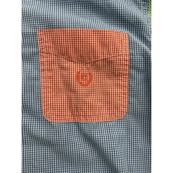 Chaps‎ Mens Large Easy Care Gingham Shirt Colorblock Green Blue Red Long Sleeve - Picture 5 of 12